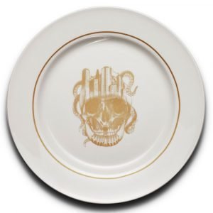 Anitha Schulman Nobel Skull Ruokalautanen Dirty Gold Ø27 Cm