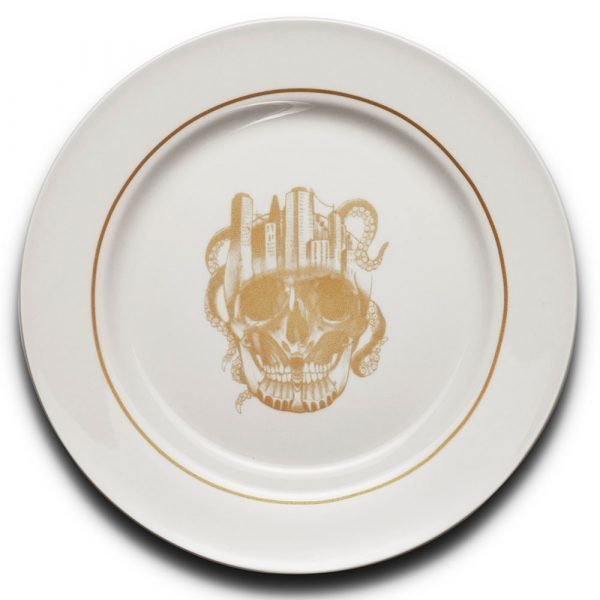 Anitha Schulman Nobel Skull Ruokalautanen Dirty Gold Ø27 Cm