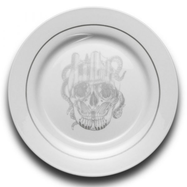 Anitha Schulman Nobel Skull Ruokalautanen Dirty Silver Ø24 Cm