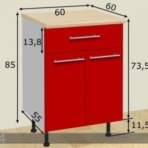 Baltest Mööbel Kaksiovinen Keittiökaappi+Laatikko 60 Cm