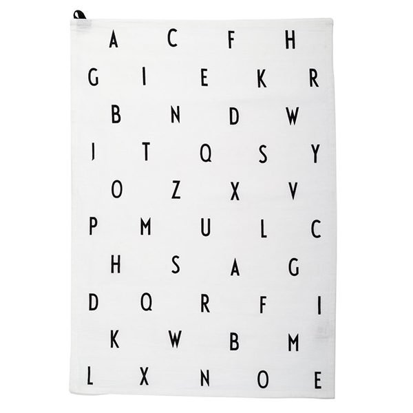 Design Letters Arne Jacobsen Keittiöpyyhe Vintage Abc Valkoinen