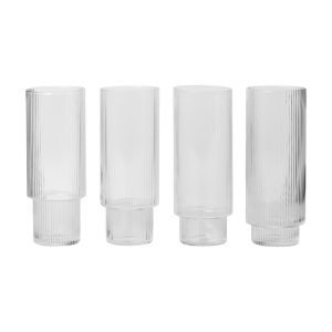 Ferm Living Ripple Long Juomalasi 4 Pack