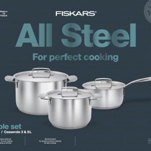 Fiskars All Steel Kattilasetti Ruostumaton Teräs 3 Kpl