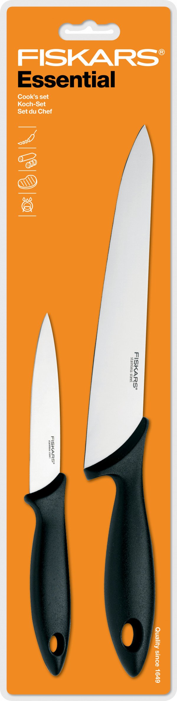 Fiskars Essential Veitsisetti Ruostumaton Teräs Musta 2 Kpl