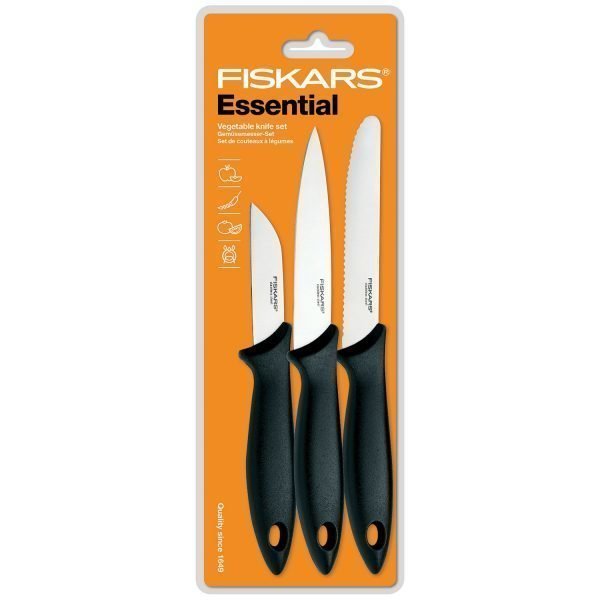 Fiskars Essential Vihannesveitsi Setti 3-Osainen