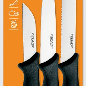 Fiskars Essential Vihannesveitsisetti Ruostumaton Teräs Musta 3 Kpl