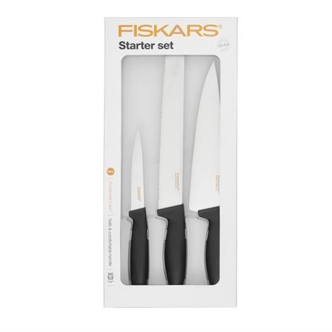 Fiskars Functional Form Aloitussetti 3 Veitsellä Musta