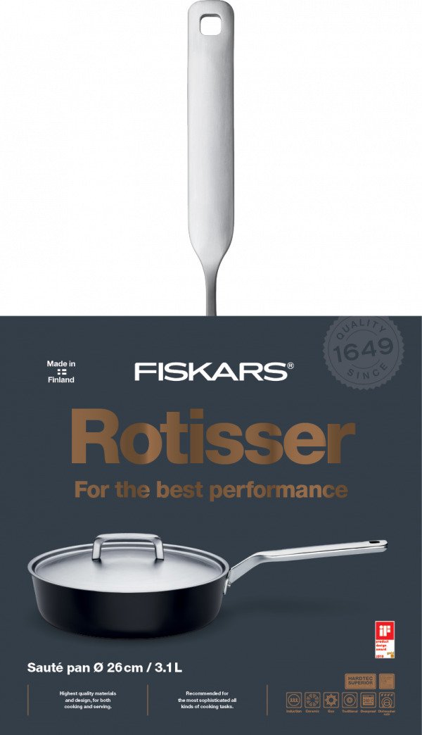 Fiskars Rotisser Kannellinen Paistokasari Musta 26 Cm