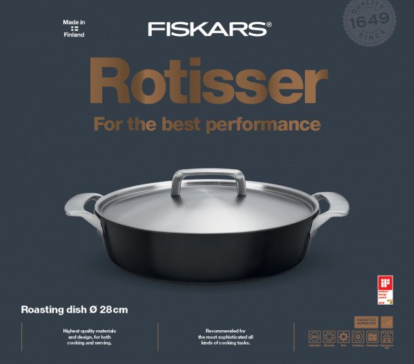 Fiskars Rotisser Kannellinen Paistovuoka 28 Cm