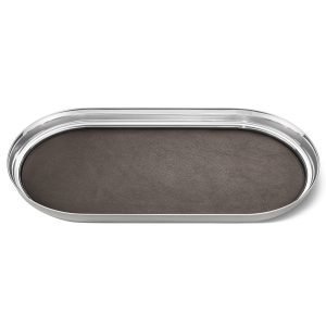 Georg Jensen Manhattan Tarjotin 35x18 Ruostumaton Teräs / Nahka