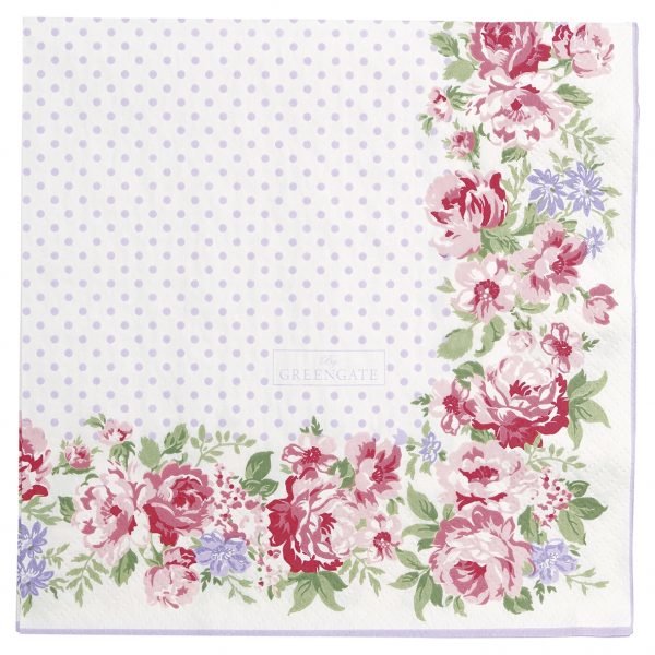 Greengate Servetti Rose Valkoinen 33x33 Cm 20 Kpl