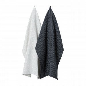 Hemtex Doreen Kitchentowel Keittiöpyyhe 2-Pakkaus Tummanharmaa 50x70 Cm