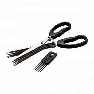 Hemtex Herb Scissor With Brush Yrttisakset Musta 8x20 Cm