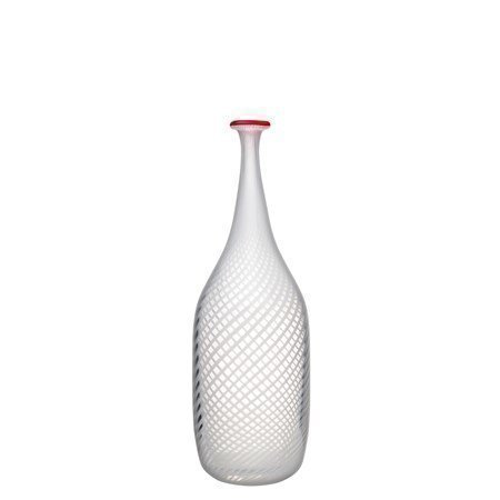 Kosta Boda Red Rim valkoinen pullo 26 cm