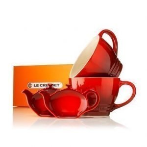 Le Creuset JumpoKuppi Teepussi lautasella Cerise 2-pack Lahjapakkaus