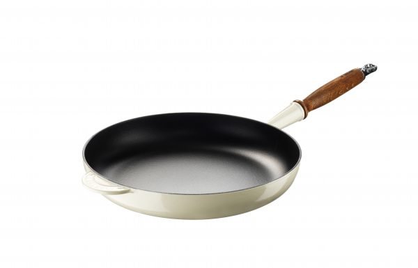 Le Creuset Paistinpannu Puukahvalla Valurauta Creme 28 Cm