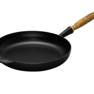 Le Creuset Paistinpannu Puukahvalla Valurauta Matte Black 24 Cm