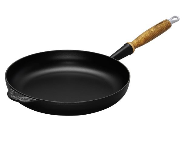 Le Creuset Paistinpannu Puukahvalla Valurauta Matte Black 24 Cm