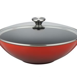 Le Creuset Wokkipannu Lasikannella Valurauta Cerise 32 Cm 4.8 L