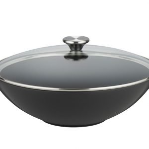 Le Creuset Wokkipannu Lasikannella Valurauta Matte Black 32 Cm 4.8 L