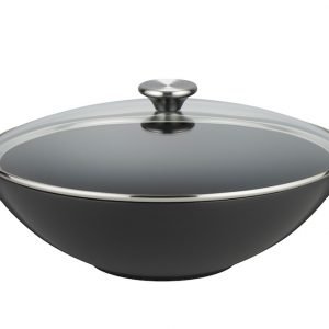 Le Creuset Wokkipannu Lasikannella Valurauta Matte Black 32 Cm 4.8 L