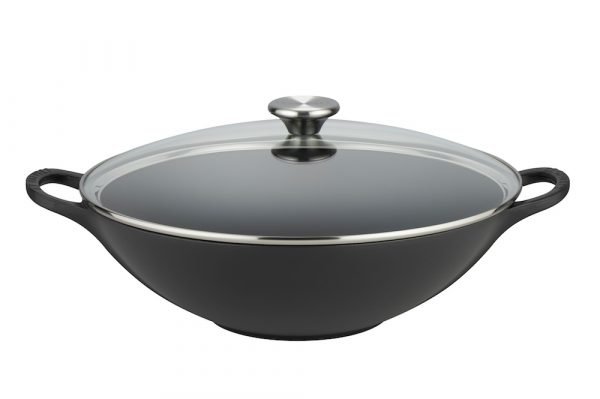 Le Creuset Wokkipannu Lasikannella Valurauta Matte Black 32 Cm 4.8 L