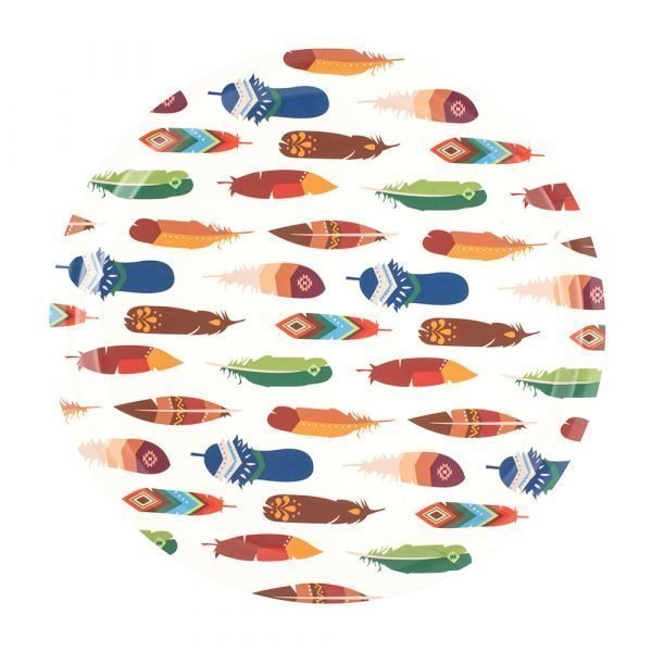 Lulu Carter Design Feather Fanatic Tarjotin Pienet Sulat Valkoinen Ø49 Cm