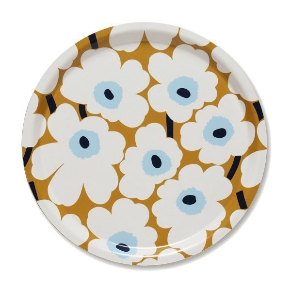 Marimekko Mini Unikko Tarjotin Beige / Sininen Ø31 Cm