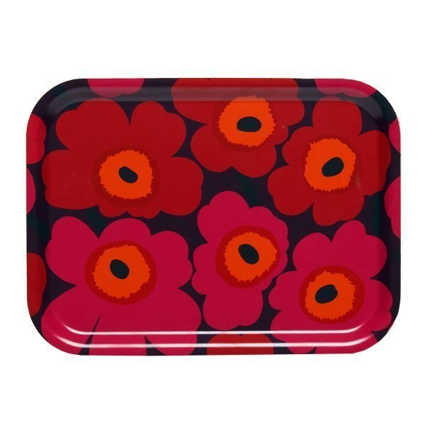 Marimekko Mini Unikko Tarjotin Plum / Punainen / Oranssi 27x20 Cm