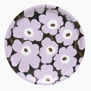 Marimekko Mini Unikko Tarjotin Tummanvihreä Vaaleanpunainen Ruskea 31 Cm