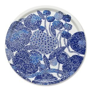 Marimekko Mynsteri Tarjotin Valkoinen / Sininen Ø46 Cm