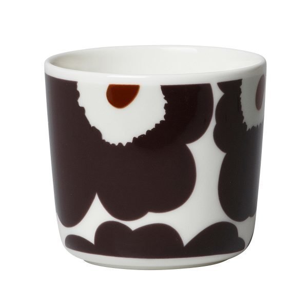 Marimekko Oiva Unikko Kahvikuppi Korvaton Beige Tummanharmaa Ruskea