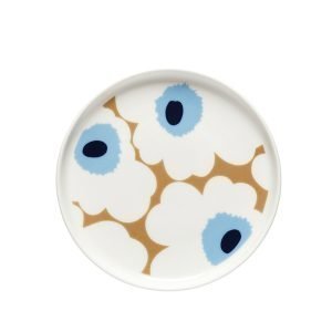 Marimekko Oiva Unikko Lautanen Beige / Valkoinen / Sininen 13