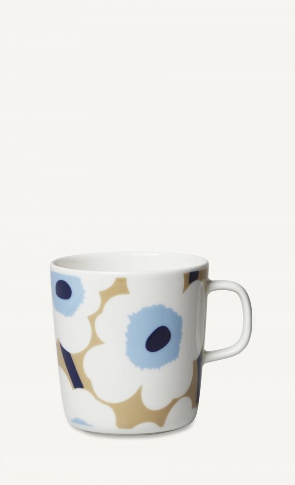 Marimekko Oiva / Unikko Muki Beige / Valkoinen / Sininen 40 Cl