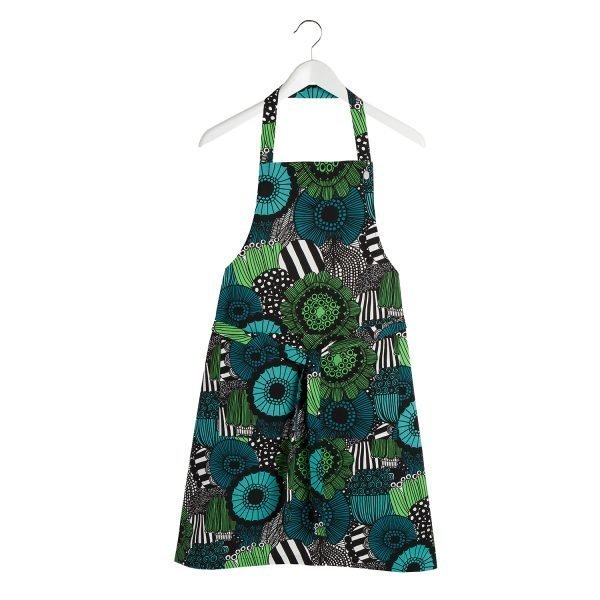 Marimekko Pieni Siirtolapuutarha Esiliina Vihreä / Musta