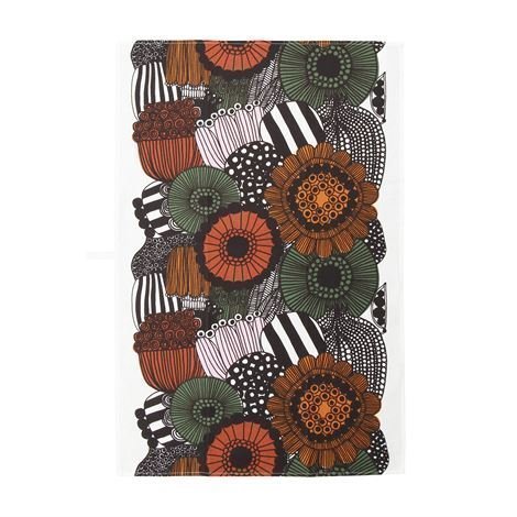 Marimekko Pieni Siirtolapuutarha Keittiöpyyhe Valkoinen-Oranssi-Vihreä