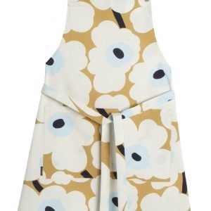 Marimekko Pieni Unikko Esiliina Beige Luonnonvalkoinen Sininen