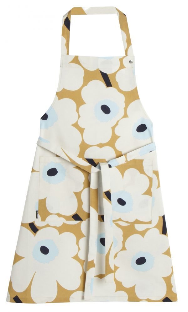 Marimekko Pieni Unikko Esiliina Beige Luonnonvalkoinen Sininen