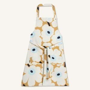 Marimekko Pieni Unikko Esiliina Beige / Off White / Sininen