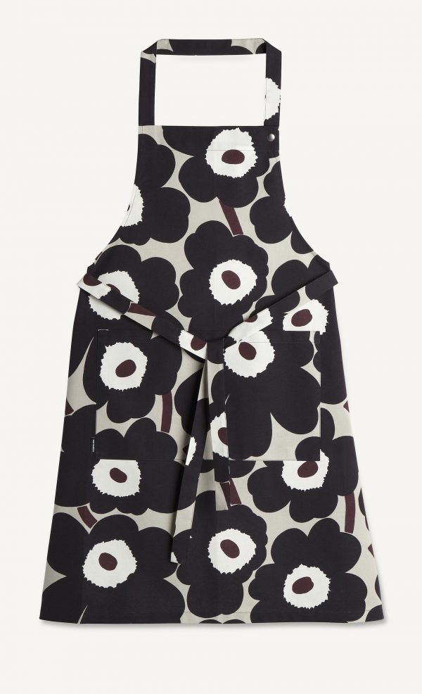 Marimekko Pieni Unikko Esiliina Beige Tummanharmaa Ruskea