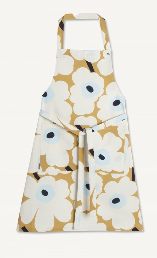 Marimekko Pieni Unikko Esiliina Puuvilla Beige / Valkoinen / Musta 85x84 Cm