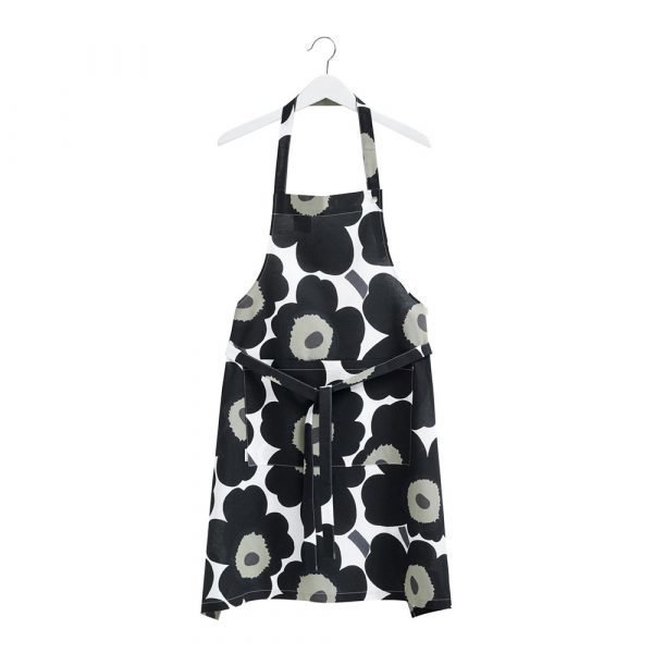 Marimekko Pieni Unikko Esiliina Valkoinen / Musta / Oliivi