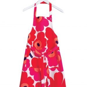 Marimekko Pieni Unikko Esiliina Valkoinen Punainen