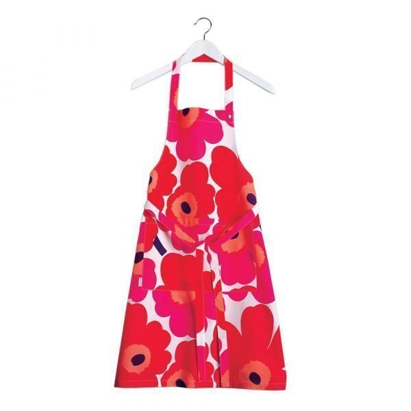 Marimekko Pieni Unikko Esiliina Valkoinen / Punainen