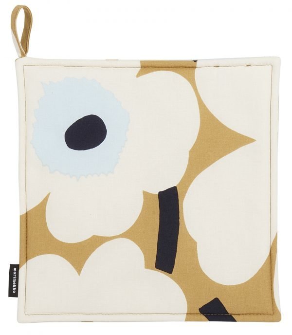 Marimekko Pieni Unikko Pannulappu Beige Luonnonvalkoinen Sininen