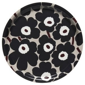 Marimekko Pieni Unikko Tarjotin Beige / Tummanharmaa / Ruskea