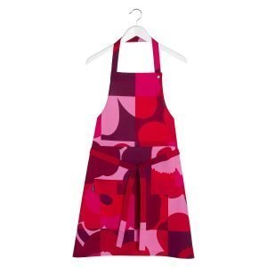 Marimekko Ruutu Unikko Esiliina Punainen