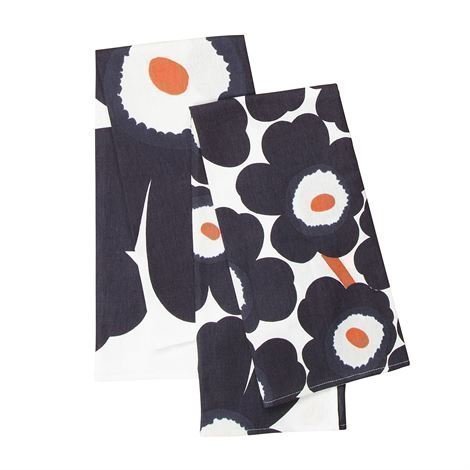 Marimekko Unikko Keittiöpyyhe 2 kpl Harmaa-Koralli