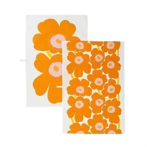 Marimekko Unikko Keittiöpyyhe 2 kpl Oranssi