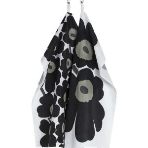 Marimekko Unikko Keittiöpyyhe Valkoinen / Musta 47x70 Cm 2 Kpl